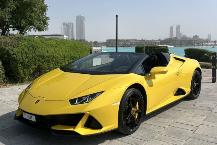 Lamborghini Huracán Evo Spyder Yellow – Lamborghini Rental Dubai